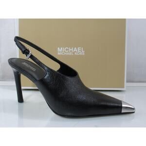 Michael Kors Kasia Pointed Toe Slingback Heels Pumps Leather Black